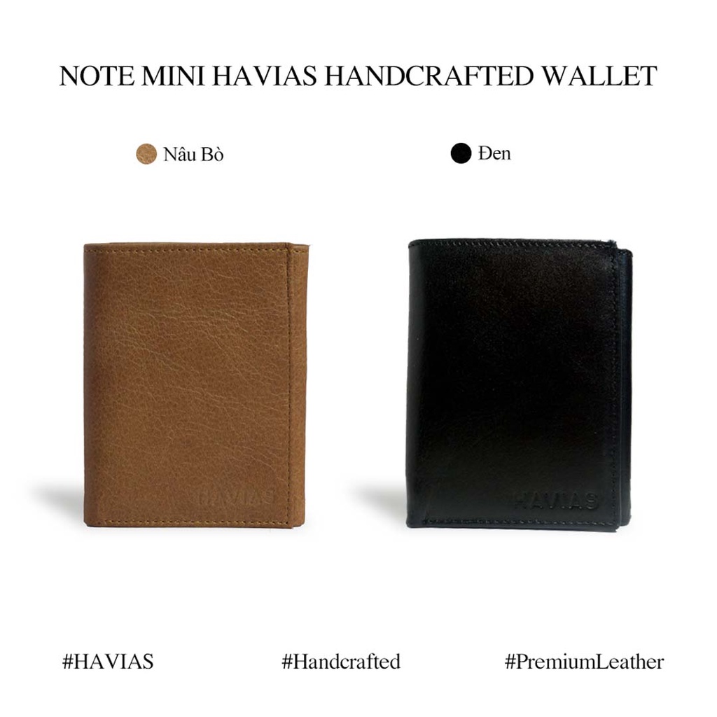 Ví da gấp quà tặng Mini NOTE Wallet HAVIAS 2 màu trendy miễn phí gói quà