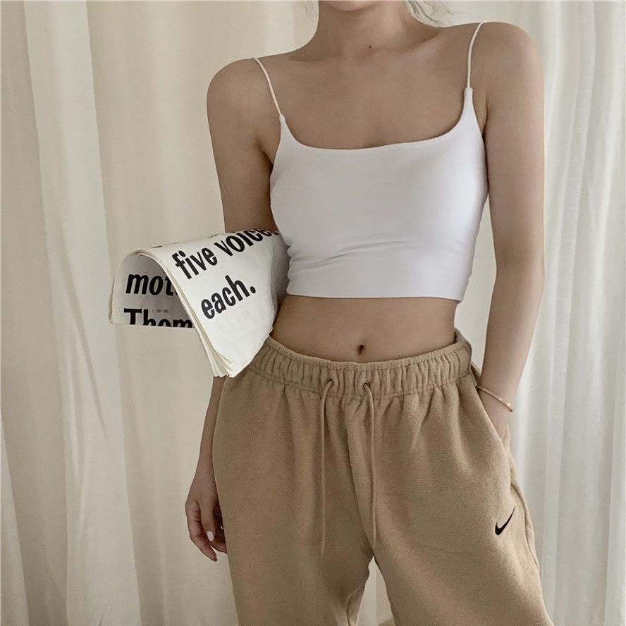 Áo Hai Dây Màu Trắng Trơn Gợi Cảm Phong Cách Mùa Hè Mới Cho Nữ