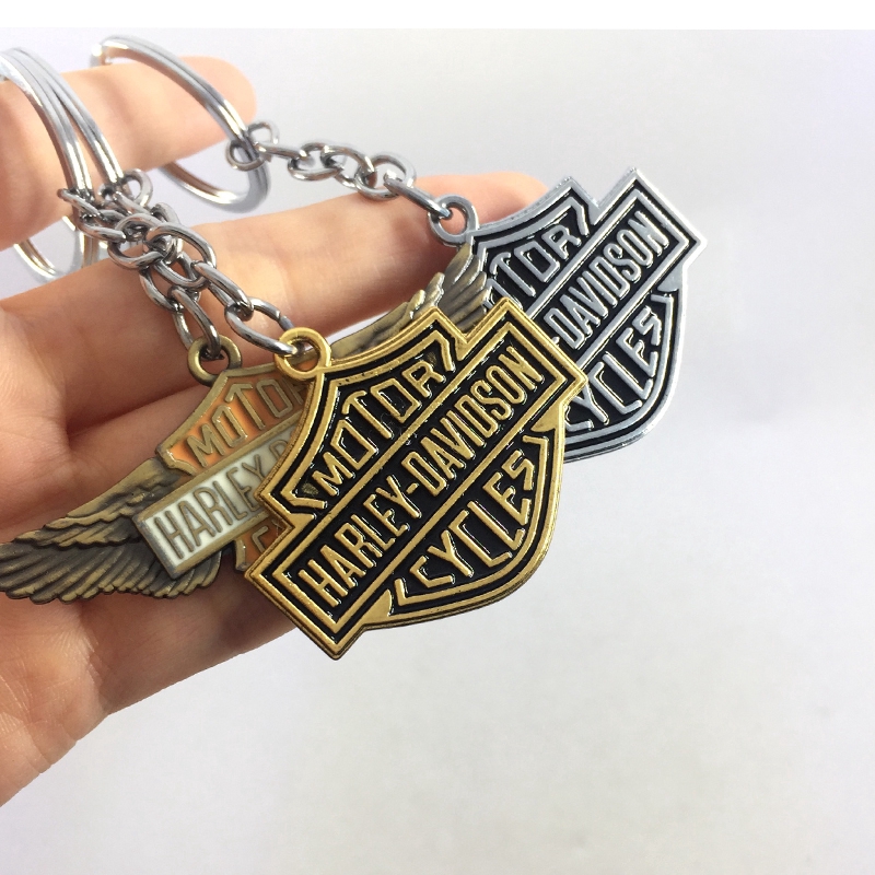 Móc khóa họa tiết chữ Harley Davidson phối hình đôi cánh độc đáo