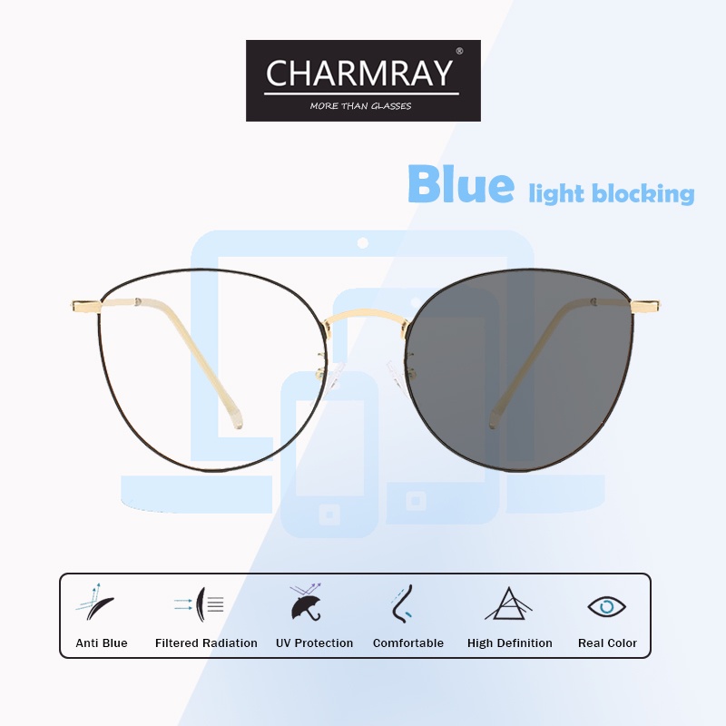 Kính mắt CHARMRAY gọng mắt mèo chống bức xạ ánh sáng xanh máy tính thời trang dành cho cả nam và nữ