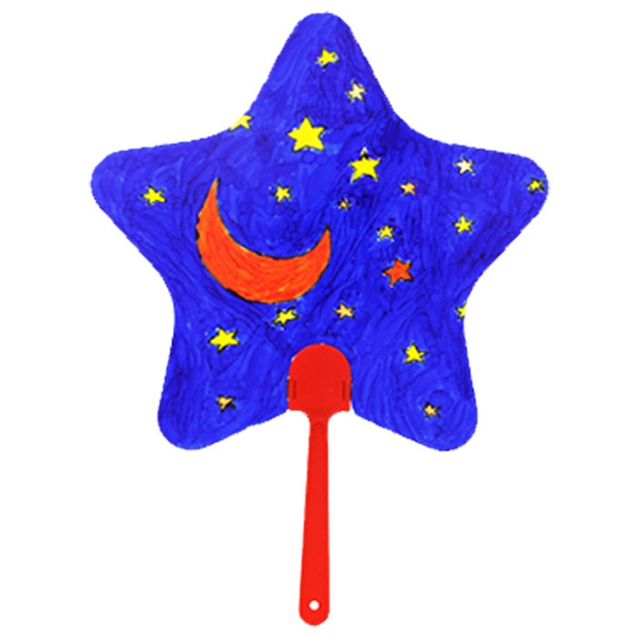 Quạt giấy trơn nhiều hình ngộ nghĩnh bé tự do sáng tạo vẽ, tô màu