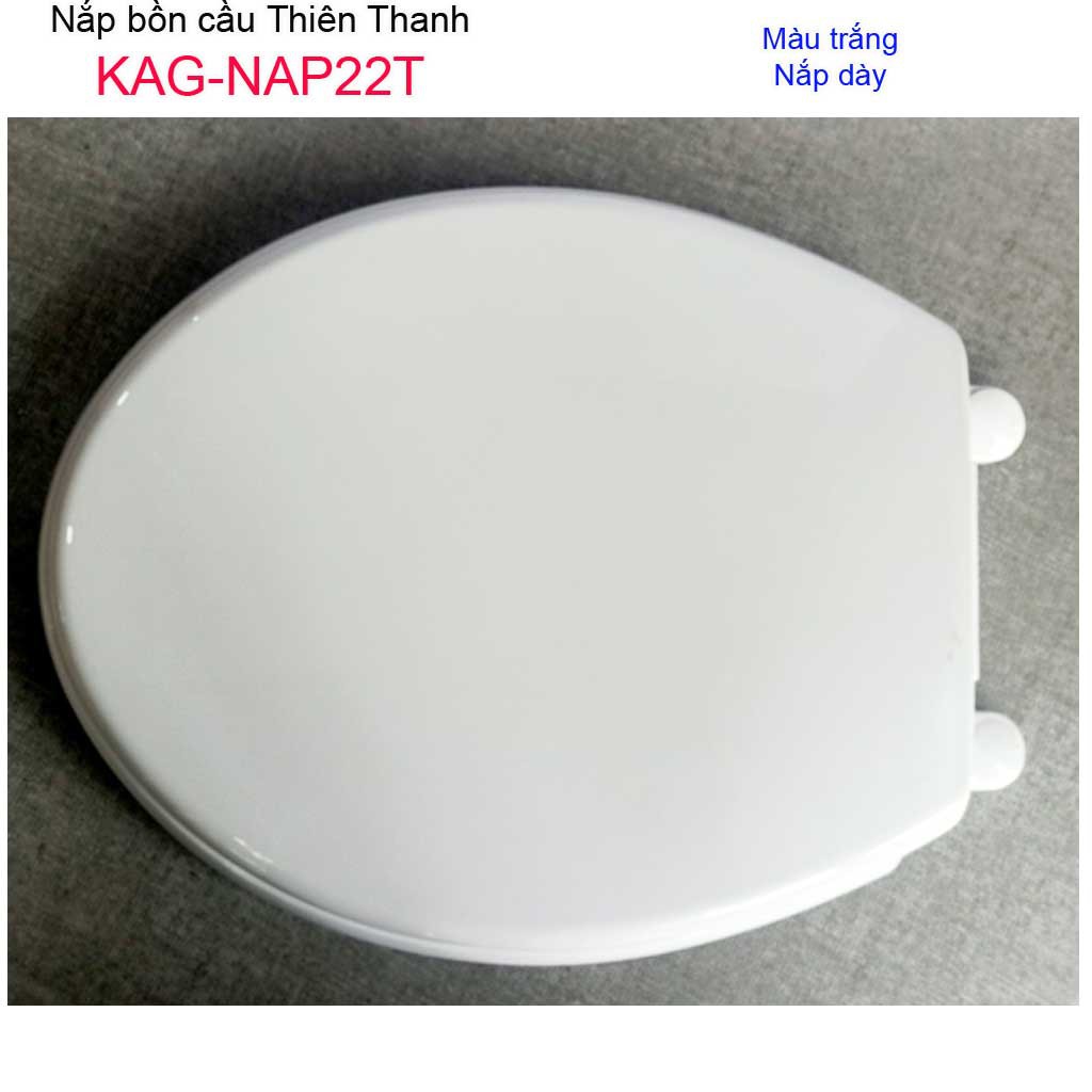 Nắp đậy cho bồn cầu Thiên Thanh KAG-NAP22T, Nắp cầu 2 khối nhựa trắng bóng