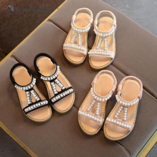 Giày Sandal xỏ ngón đính ngọc trai cho bé gái