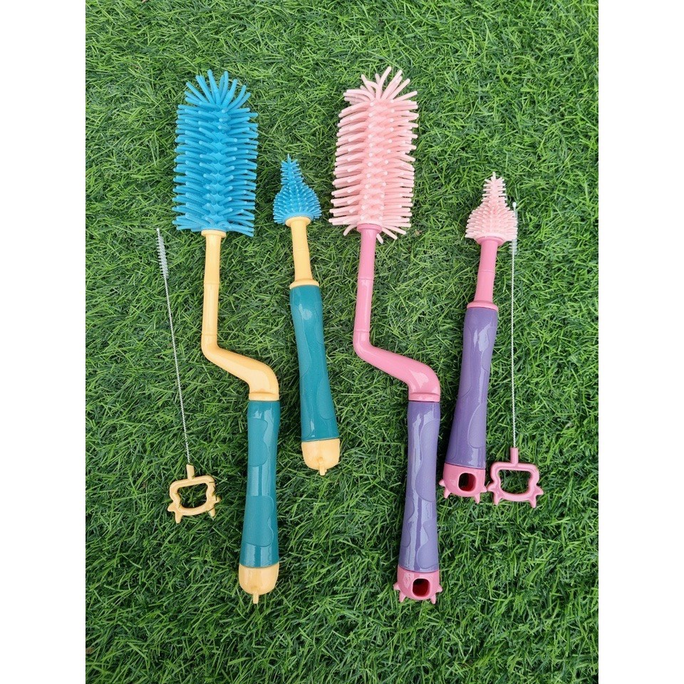 Cọ bình sữa Silicon cao cấp tay cầm xoay 360 độ dùng cho mọi loại bình - Sơ sinh