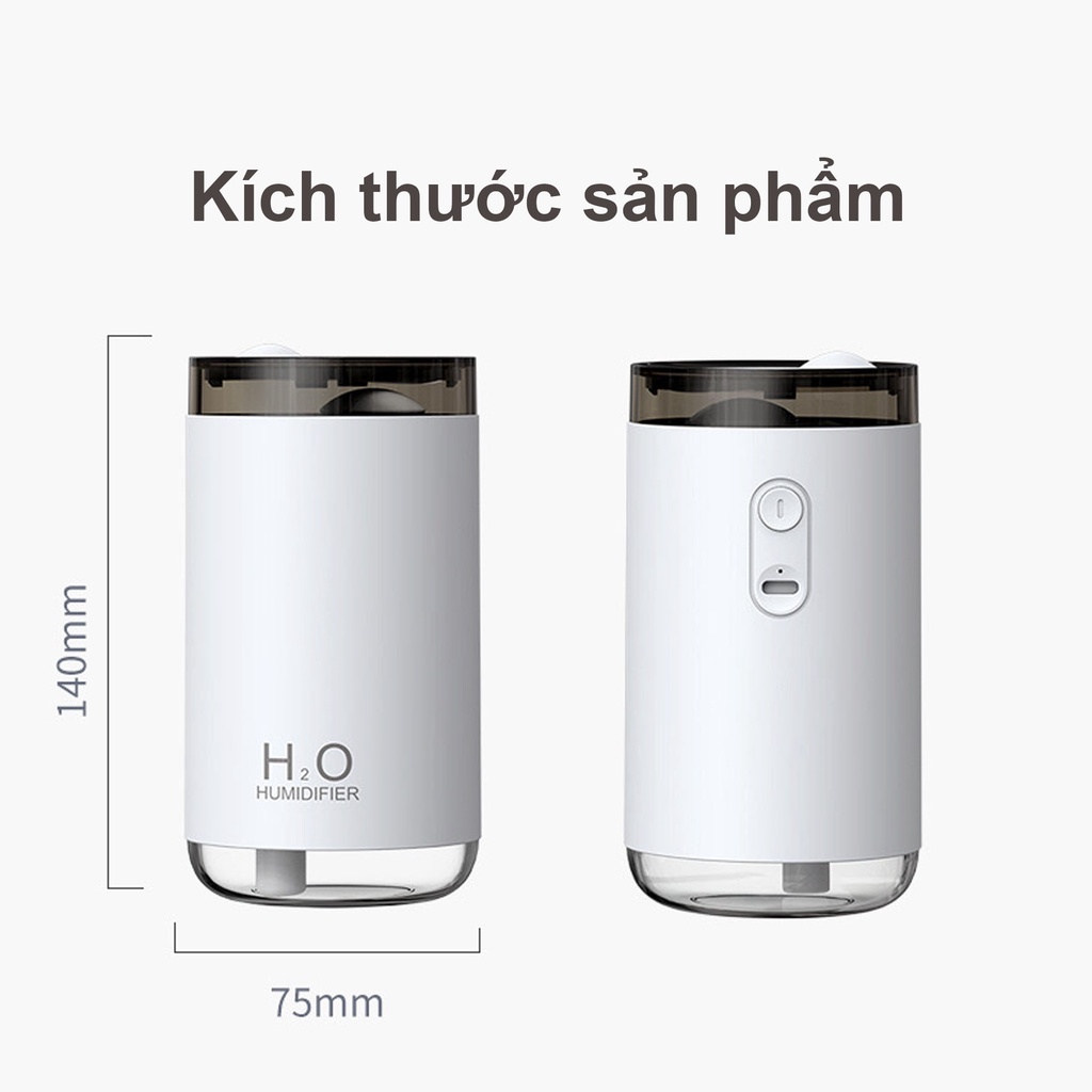 Máy Xông Tinh Dầu, Máy Phun Sương Khuếch Tán Tinh Dầu, Đèn Ngủ Tạo Ẩm, Tích Hợp Pin Sạc 2300mAh, Dung Tích 250ml
