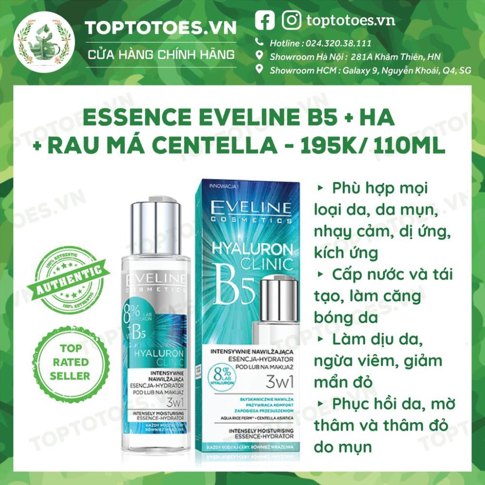 Essence Eveline Hyaluron Clinic B5 & tinh chất rau má Centella làm dịu, dưỡng ẩm, phục hồi da