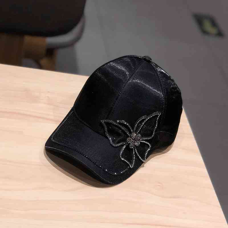 Nón lưỡi trai lụa satin đính đá điều chỉnh được thời trang dành cho nữ