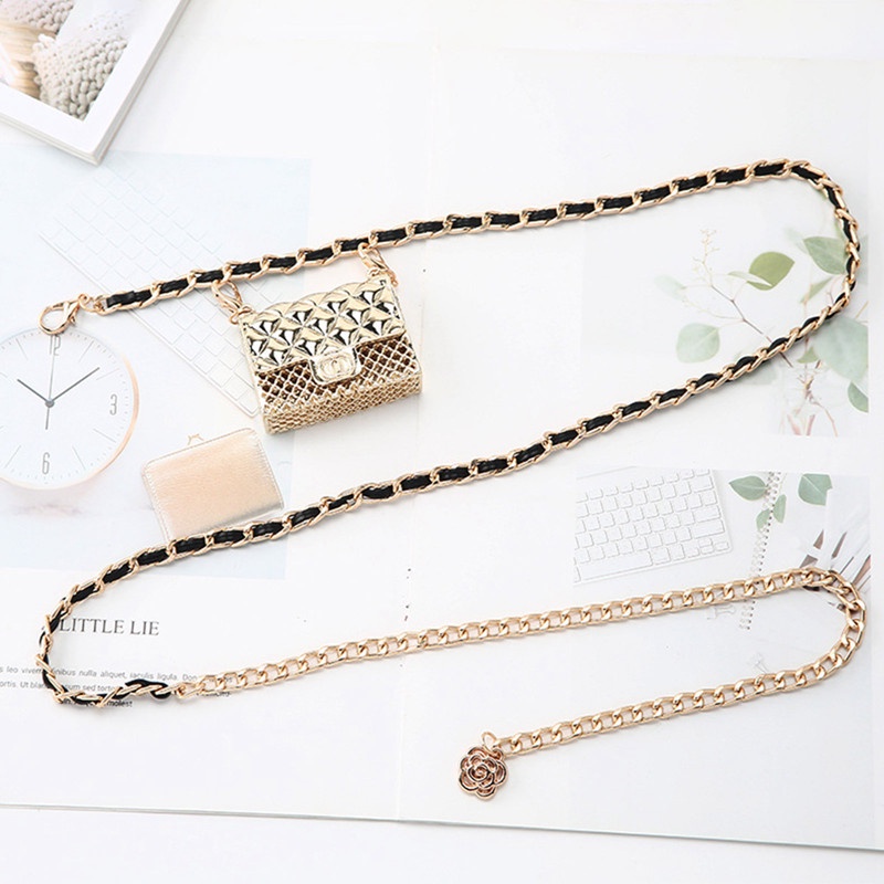 Thắt lưng dây kim loại phối túi nhỏ thời trang nữ tính