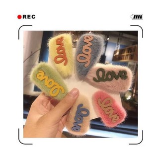 Kẹp tóc nữ lông chữ love đáng yêu Shenzhou