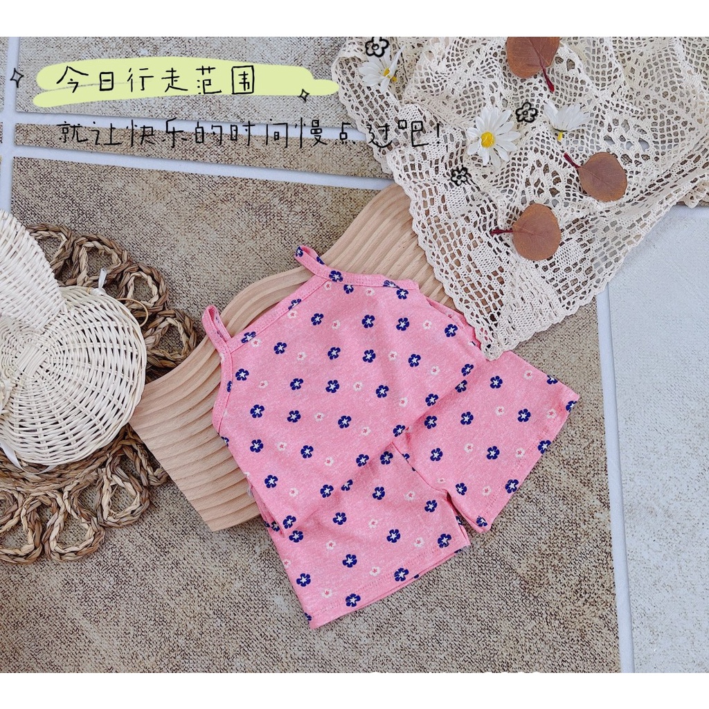 Bộ 2 dây chất cotton bé gái, bộ quần áo 2 dây chất cotton xuất dư xịn nhiều hình cho bé