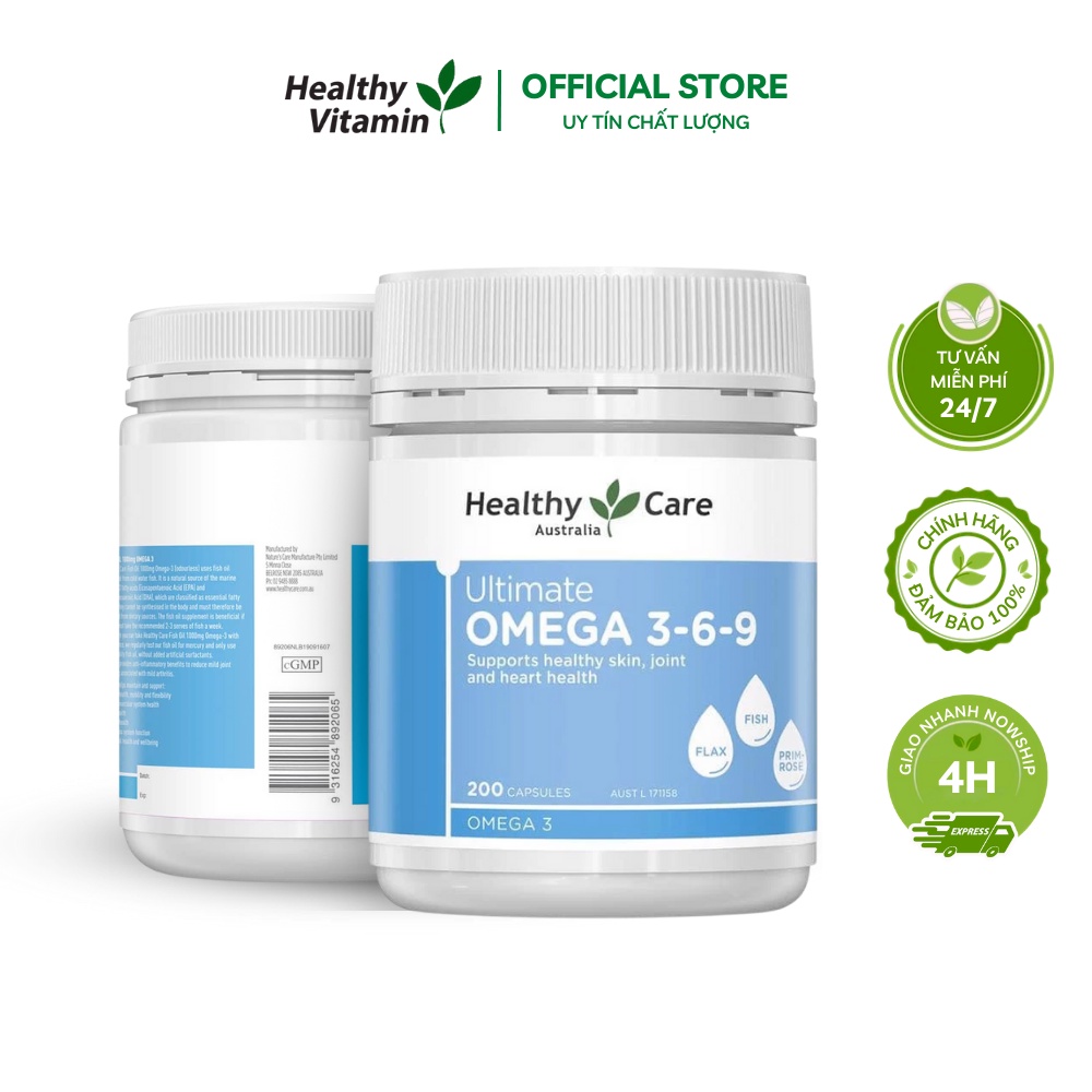 Viên uống Omega 369 Healthy Care hỗ trợ tuần hoàn, bảo vệ tim mạch 200 viên