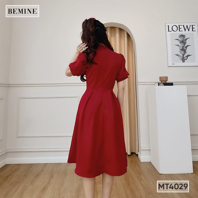 Đầm cổ tàu tay bồng tùng xòe BEMINE MT4029ĐO