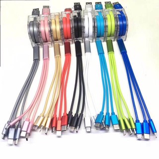 Cáp sạc 3 đầu dây dù gồm microUSB, lightning, Type-C siêu bền B66