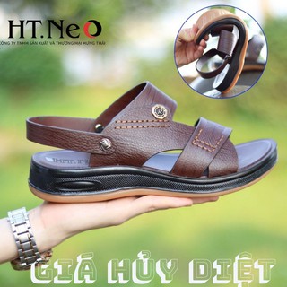 Sandal da bò- dép da HT.NEO da bò thật 100% kết hợp đế kếp cao 3,5cm cực đẹp khâu may chân quai siêu chắc chắn SD88