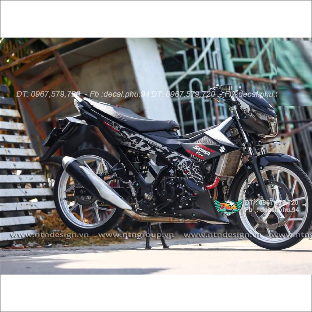 Tem rời xe Satria xám đen nhám (A)