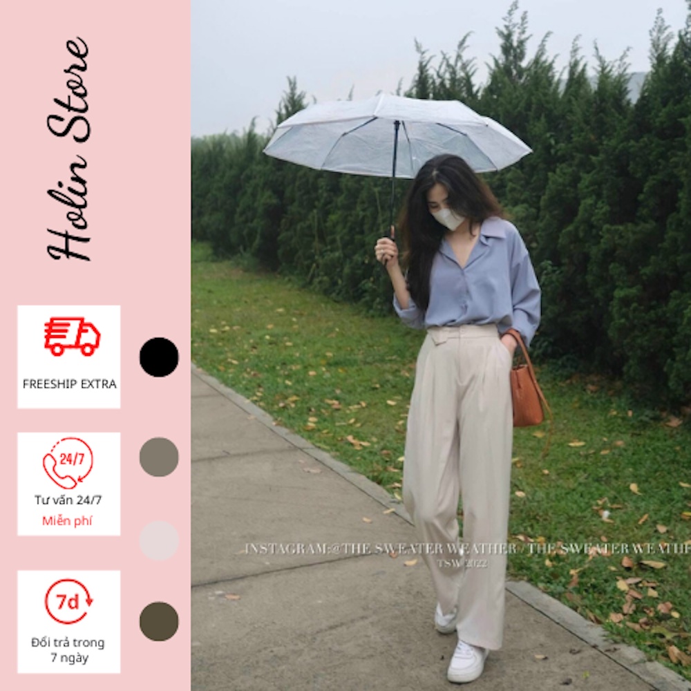 Quần ống rộng cạp cao, quần ống suông nữ lưng cao nắp túi, chất vải Ruby cao cấp,tôn dáng, phong cách hàn quốc