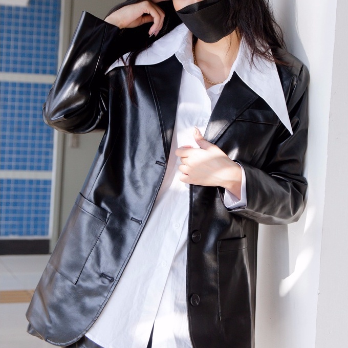 Áo blazer da nữ oversize dáng rộng dài tay Leather Blazer Mia Ritta A2110 | BigBuy360 - bigbuy360.vn
