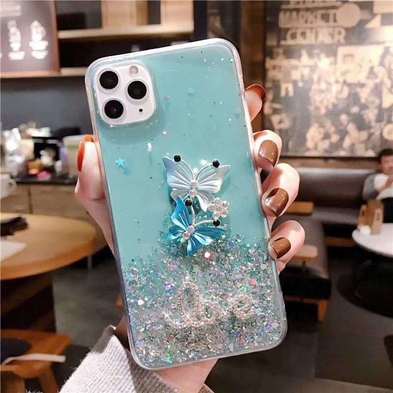 Đối với Xiaomi Redmi 12C 10A 11A 9T A1 8 8A 9 9A 9C 10C 12 vỏ điện thoại mềm phim hoạt hình bướm kim cương vỏ điện thoại
