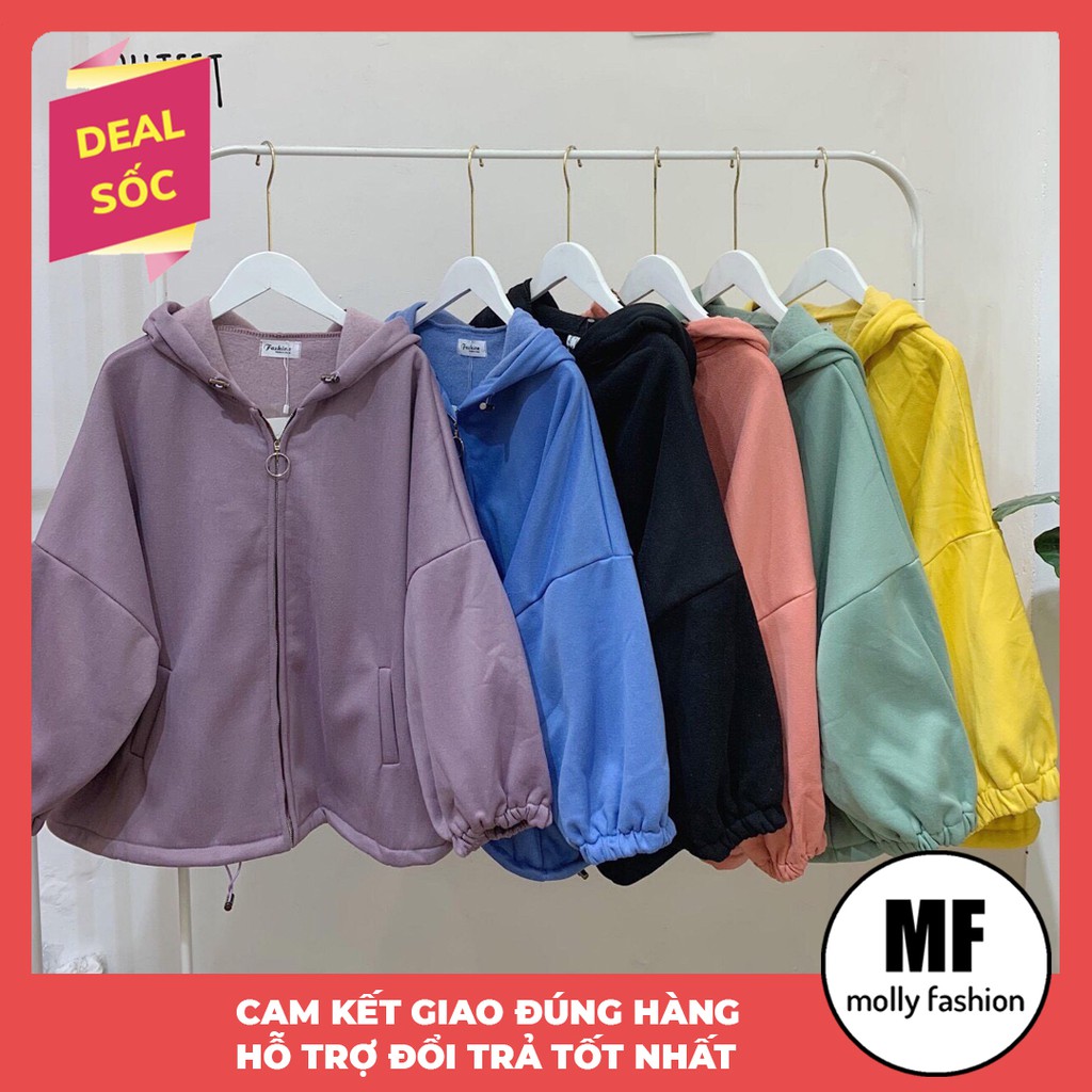 Áo khoác Hoodie nỉ nam nữ form rộng Trơn tay cánh dơi Freesize mặc vừa từ 40-65kg Molly Fashion