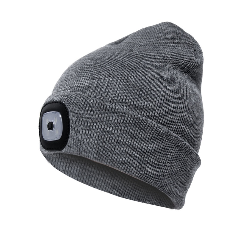 Mũ Beanie Dệt Kim Có 4 Đèn LED Phát Sáng Dành Cho Mùa Đông