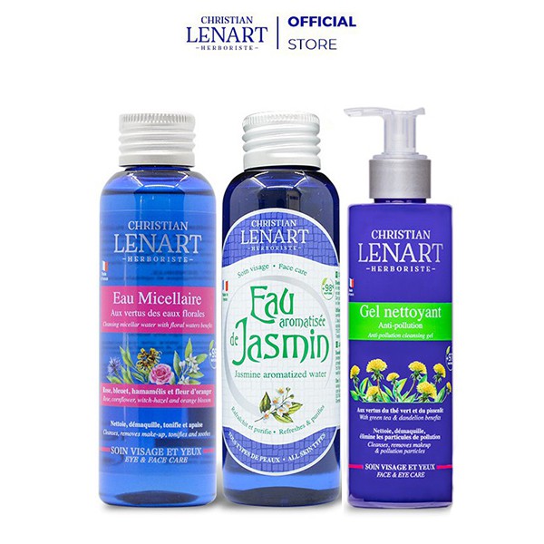 Combo sạch sâu CHRISTIAN LENART Gel rửa mặt 200ml - Tẩy trang 100ml - Toner 100ml