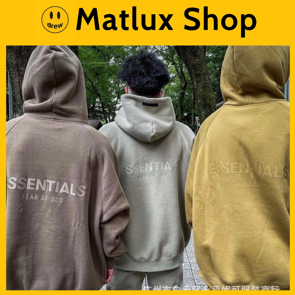Áo hoodie FEAR OF GOD FOG ESSENTIALS SS21 chất liệu nỉ bông cao cấp, Áo khoác nỉ form rộng ESSENTIALS in chữ silicon