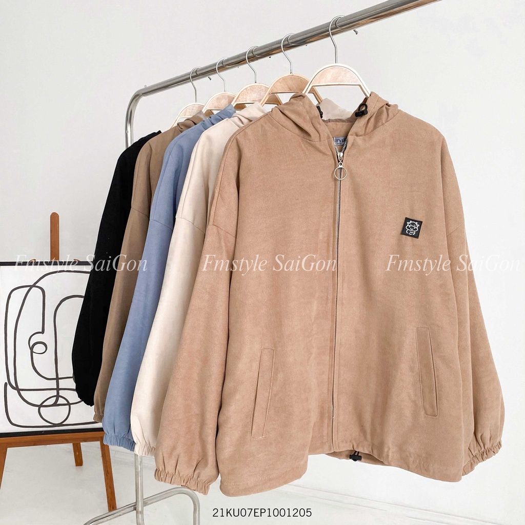Áo khoác Hoodie rút gấu bò sữa ulzzang unisex thời trang tránh gió VM STYLE 21KU07EP1001