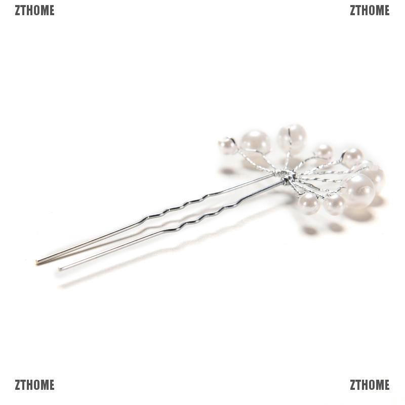 Kj♠ Trâm Cài Tóc Cô Dâu Hình Hoa Đính Pha Lê &amp; Ngọc Trai