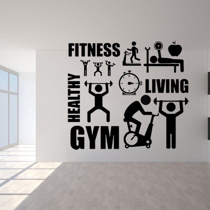 Miếng dán tường trang trí hình chữ "GYM-HEALTHY-Room"