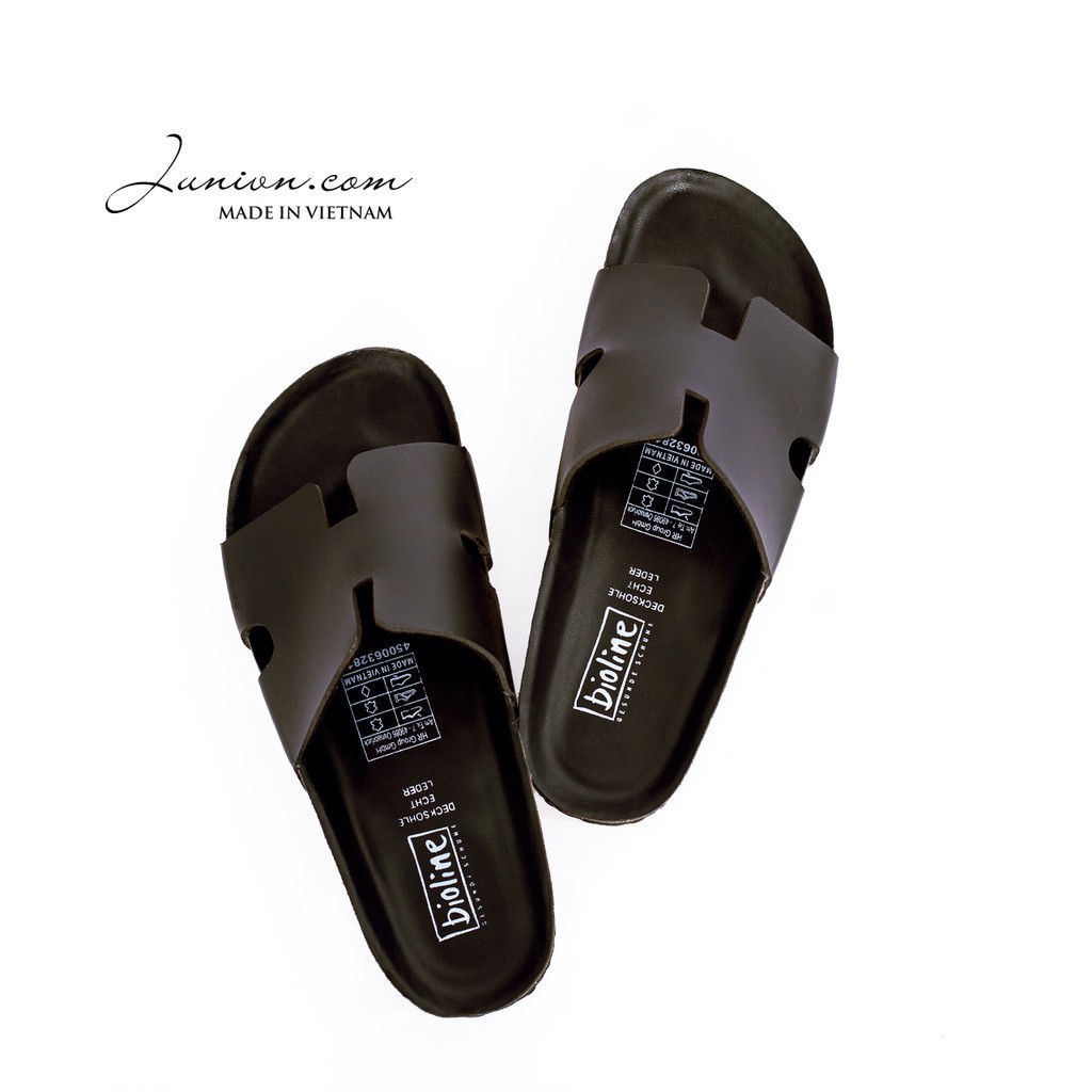 Dép sandal chống nước chữ H nam nữ, da PU cao cấp, đế trấu chính hãng Bioline Birken - PU04