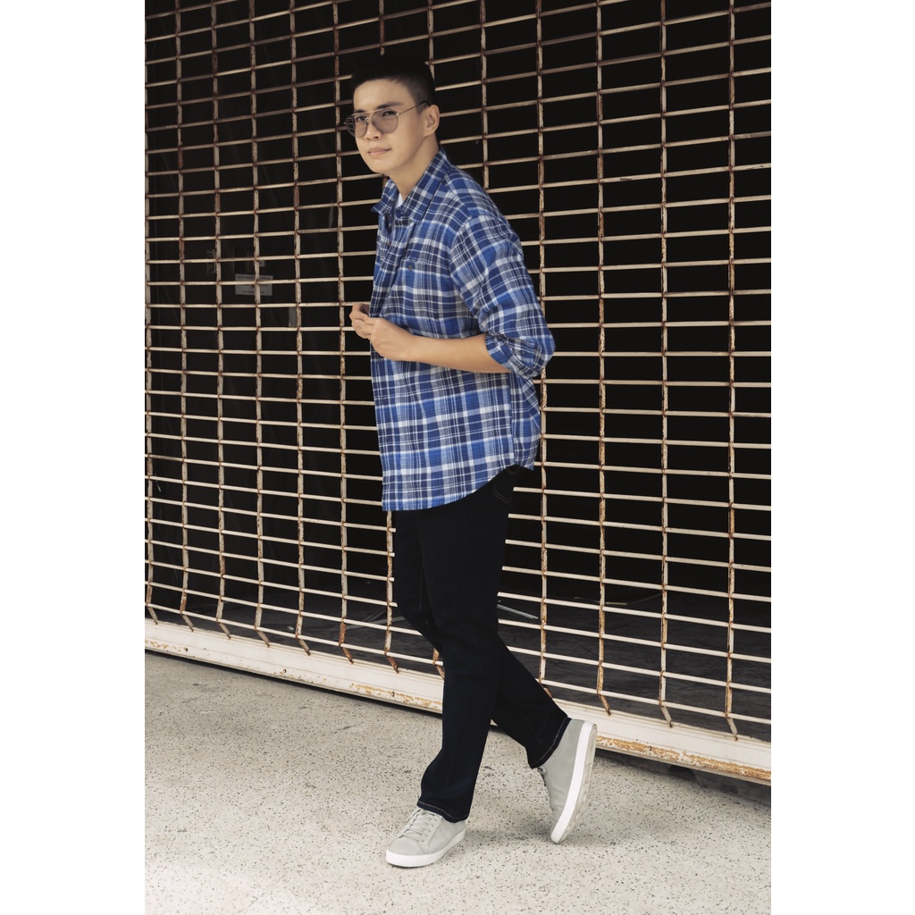 ÁO SƠ MI NAM TAY DÀI XUẤT DƯ BLUE MOUNTAIN MÀU TRẮNG XANH NHUYỄN - FO76 SHOP