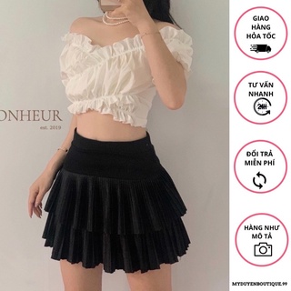 Áo croptop Bèo cổ v đắp chéo buộc nơ Áo Kiểu Tay Phồng Cột Eo mặc đi chơi siêu đẹp Phong Cách Ulzzang