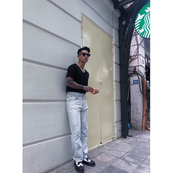 Áo phông nam cổ trễ cotton lụa cao cấp WAGG