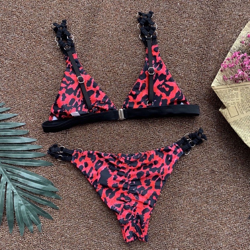 [BKN577] &lt;ÂU&gt; SET BIKINI BEO ĐỐM ĐỎ