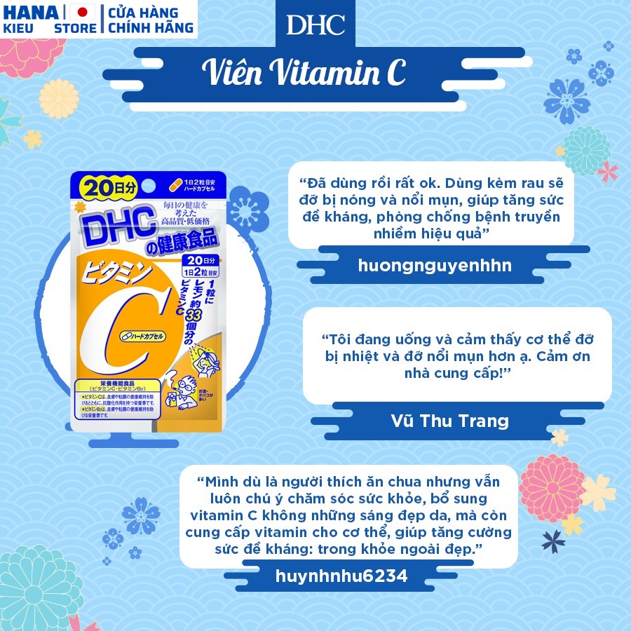 Viên Uống DHC Bổ Sung Vitamin C Nhật Bản 30 ngày và 60 ngày