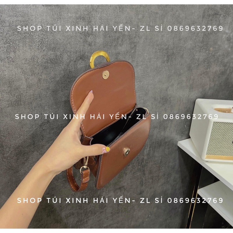 túi đeo chéo, túi kẹp nách dáng bầu khoá móng ngựa siêu sang chảnh