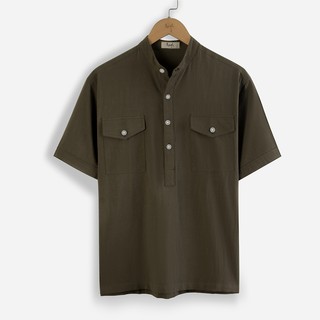 Áo đũi nam cộc tay cổ tàu túi ngực Thời Trang Vải Đũi (Linen) Cao Cấp R.Menswear