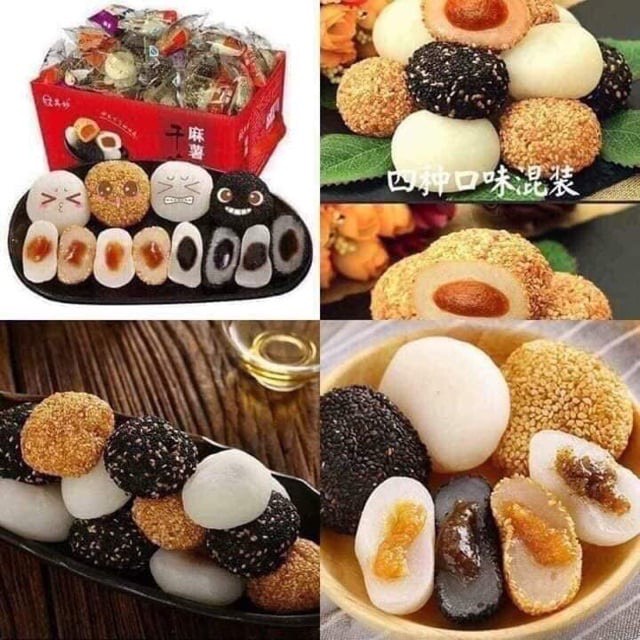 Bánh mochi Đài Loan/ mochi cô gái  mix 4 vị  đậu đỏ, mè đen, mè trắng cực ngon