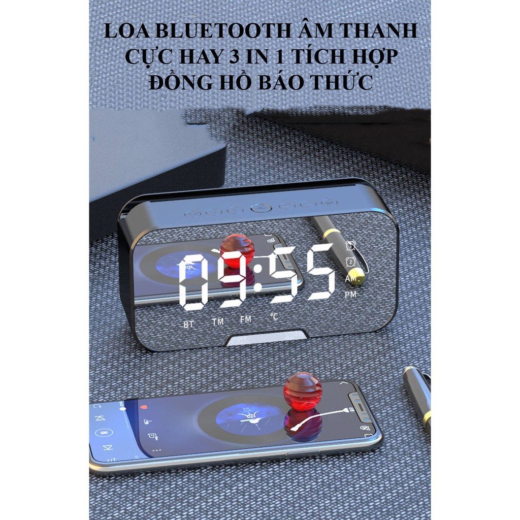 Đồng Hồ Loa HYJ-G10 Bluetooth Đa năng Mặt Gương Phát nhạc - Đài FM - Báo Thức