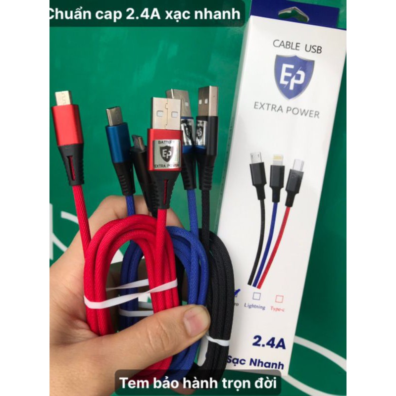 Cáp bọc vải bò EP siêu bền xạc nhanh chống gẫy đầu bảo hành trọn đời