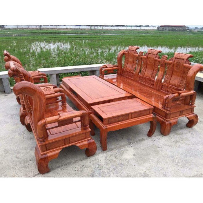 Bộ bàn ghế Tần Thủy Hoàng gỗ Hương Đá - Hàng 5 món - Tuyển vân, chọn gỗ loại 1 - Cực Vip và sang trọng