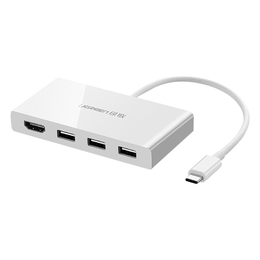Bộ Chuyển Đổi Ugreen USB TypeC Sang HDMI 3 x USB 3.0 40374 (15cm) Hàng Chính Hãng