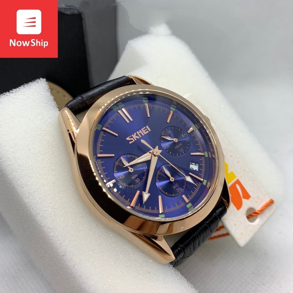 Đồng hồ nam skmei 9127 chính hãng dây da phong cách nam tính lịch lãm, mạt kính chống xước, chống nước-002fashion