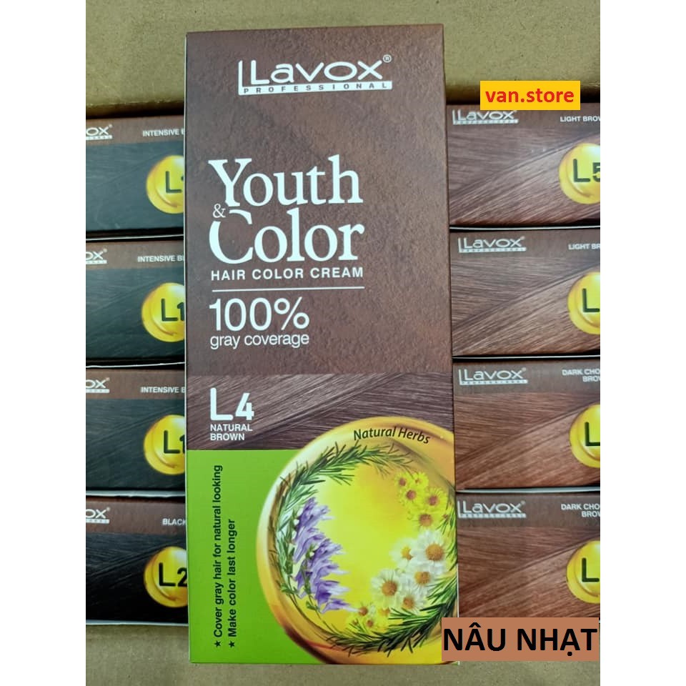 [ĐỦ MÀU] 5 Hộp Nhuộm Phủ Bạc Cao Cấp LAVOX 60mlx2 [Đen/ Nâu Đen/ Nâu Nhạt/ Nâu Sáng/ Nâu Chocolate] L1 - L6