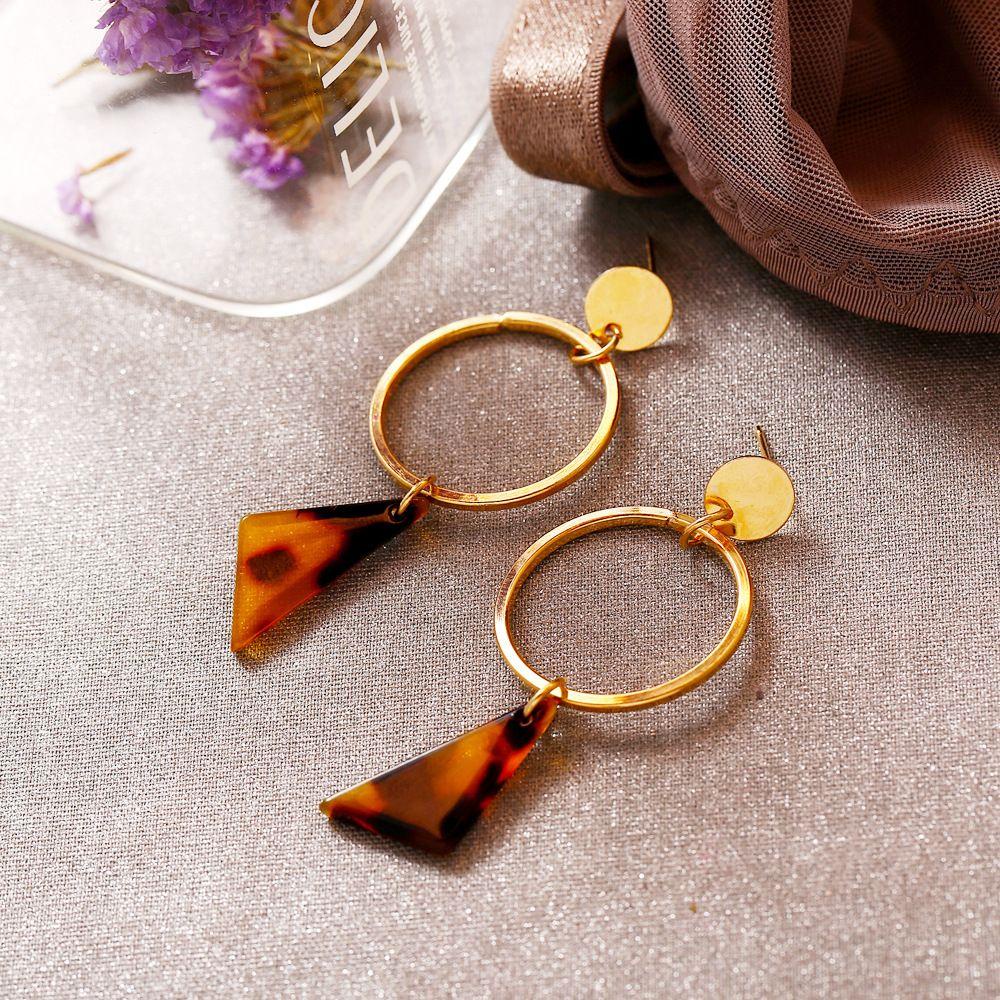 Bông Tai Dáng Dài Hình Tròn / Ngôi Sao / Trái Tim Bằng Nhựa Acrylic Thời