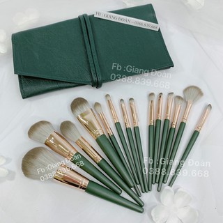 Bộ cọ 14 cây cán xanh cao cấp có bao da