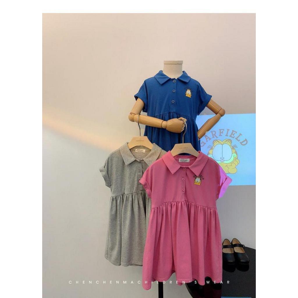 Đầm polo ngắn tay xinh xắn theo phong cách Hàn Quốc cho bé gái