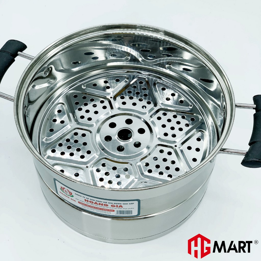 Nồi Hấp Inox 2 tầng 2 đáy từ nắp kính thương hiệu HG Mart