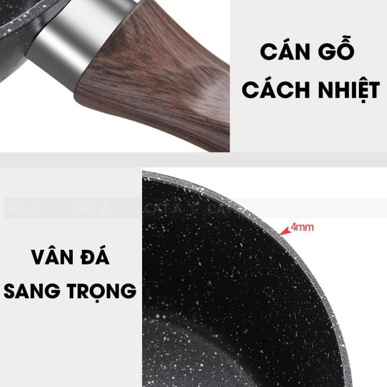 Nồi đáy từ chống dính vân đá cao cấp - CÁN DÀI, CÓ NẮP ĐẬY,đường kính 16cm-18cm,sử dụng được mọi loại bếp