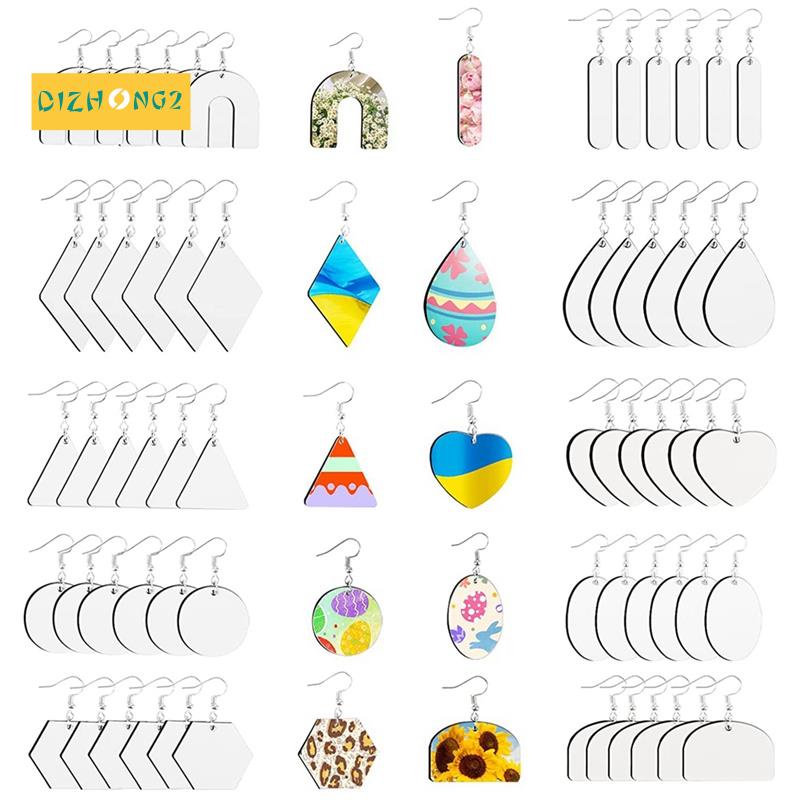 60Pcs Sublimation Blank Earrings, Earrings Heat Transfer, Unfinished Earring with Hooks for DIY Sublimation Accessories